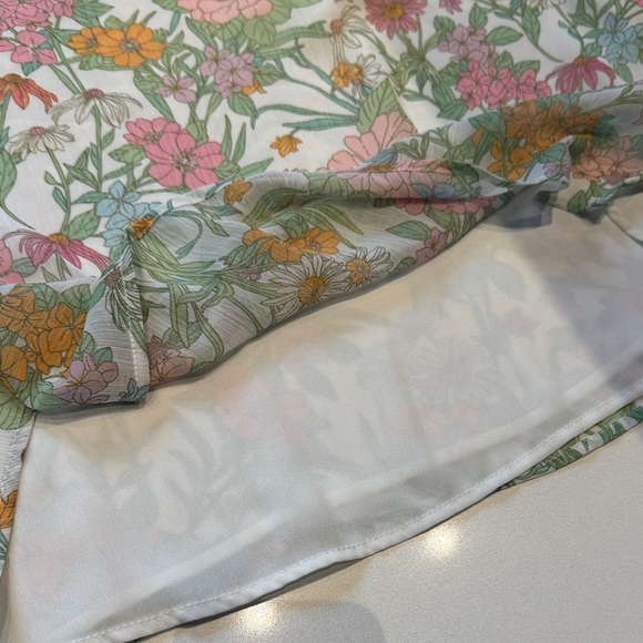 Vince Camuto Multicolor Pastel Floral Smocked Neck Sleeve Blouse, Size XL - Picture 8 of 11